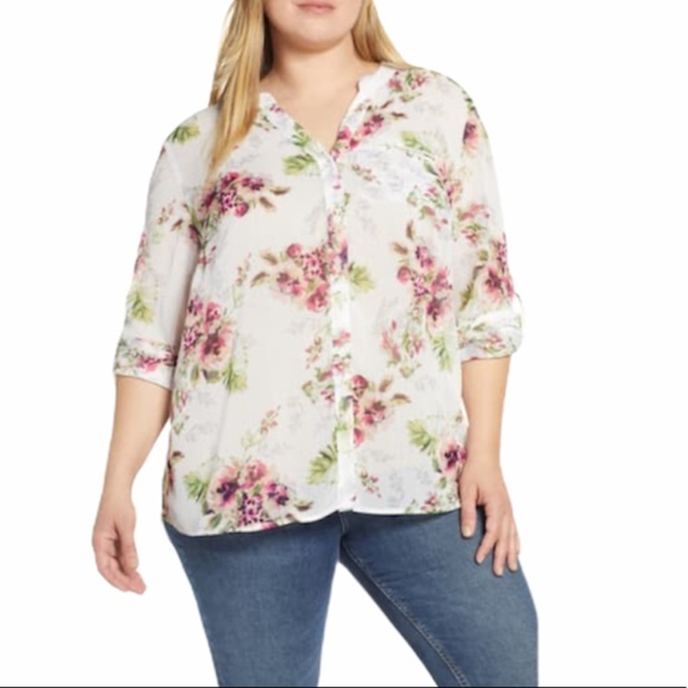 KUT from the Kloth NWT Jasmine Roll Sleeve Top 3X